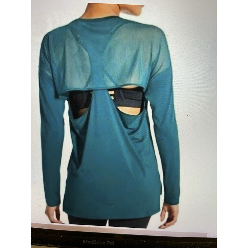 CALIA by Carrie Underwood Teal Long Sleeve Mesh Back Athletic Top Women's Size L